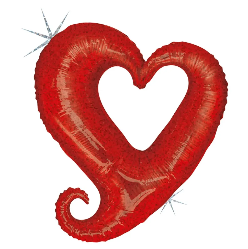 BALLON ALUMINIUM COEUR AJOURÉ 94CM ROUGE