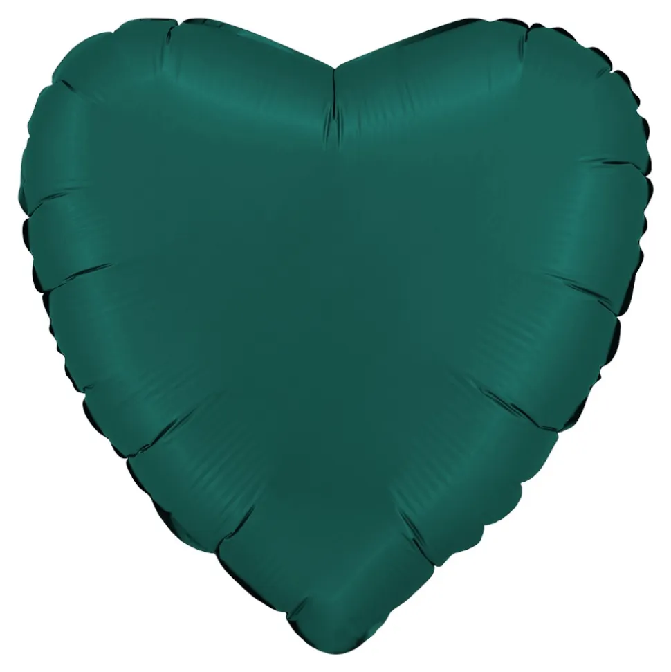 BALLON ALUMINIUM COEUR 46CM VERT ÉMERAUDE SATIN