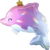 BALLON ALUMINIUM DAUPHIN COURONNE 62X57CM