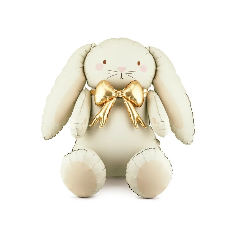 BALLON ALUMINIUM FORME LAPIN DOUDOU 74X84CM CRÈME