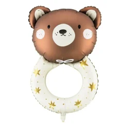 BALLON ALUMINIUM HOCHET OURS 45X67CM MARRON