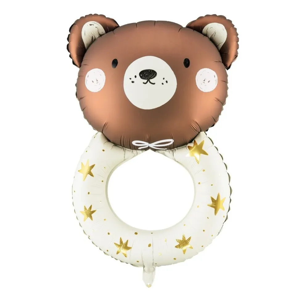 BALLON ALUMINIUM HOCHET OURS 45X67CM MARRON