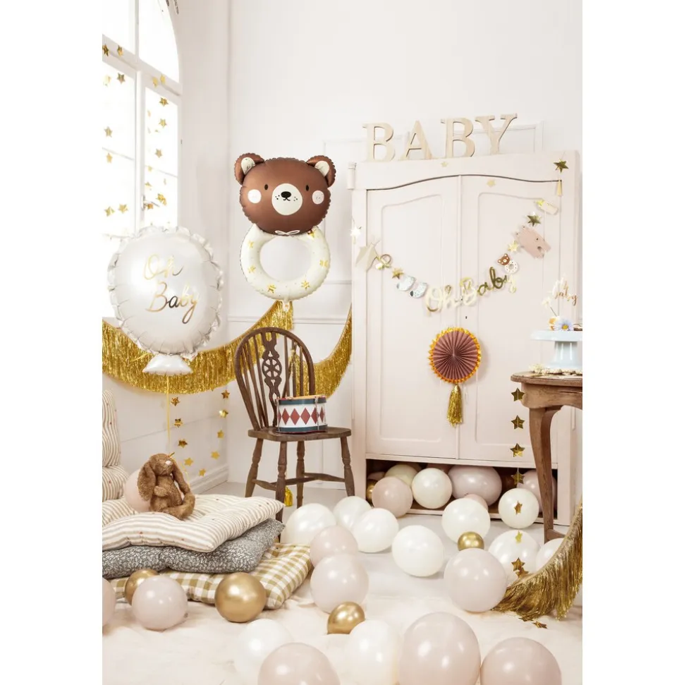 BALLON ALUMINIUM HOCHET OURS 45X67CM MARRON