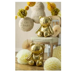BALLON ALUMINIUM OURSON 38X42CM OR MÉTAL