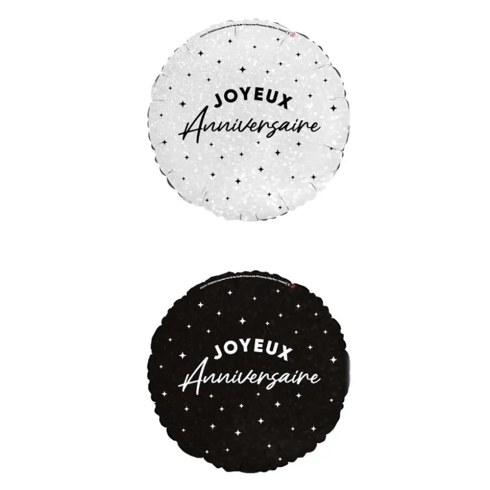 BALLON ALUMINIUM ROND ANNIVERSAIRE 50CM NOIR