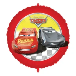 BALLON ALUMINIUM ROND CARS 45CM ROUGE