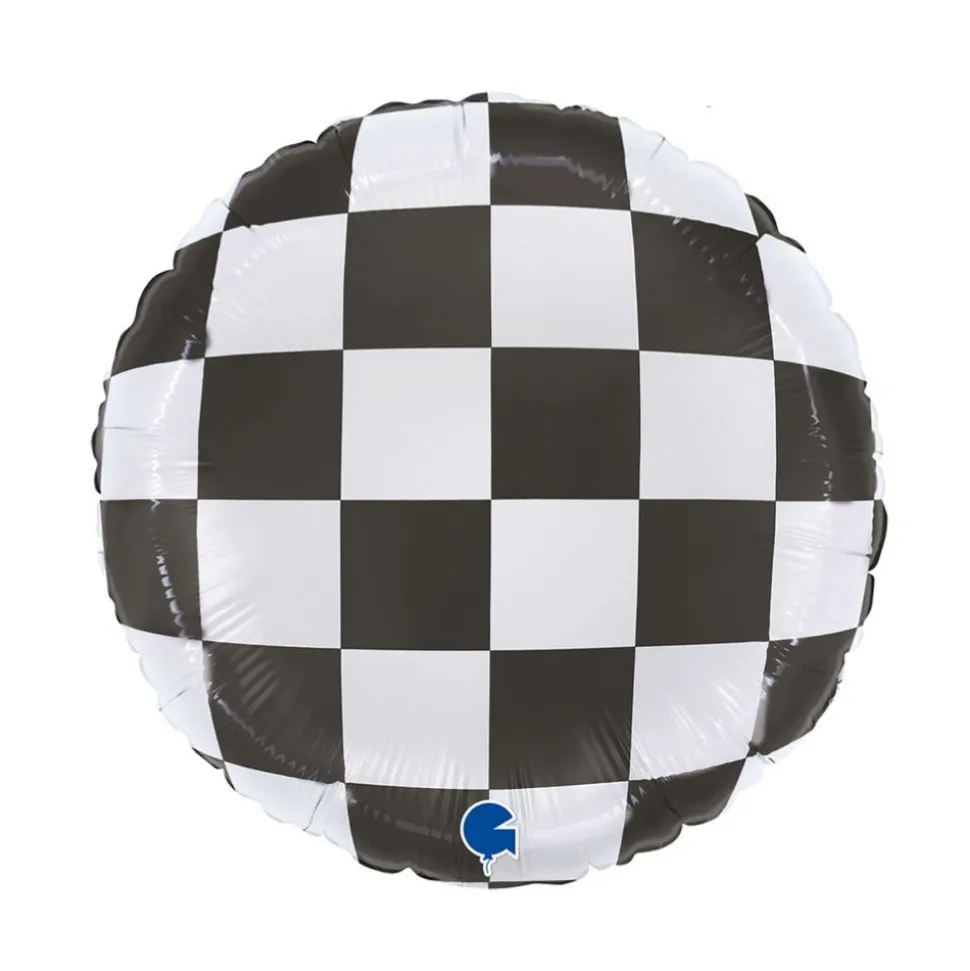 BALLON ALUMINIUM ROND DAMIER 46CM