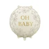 BALLON ALUMINIUM ROND OH BABY FLORAL 35CM BEIGE