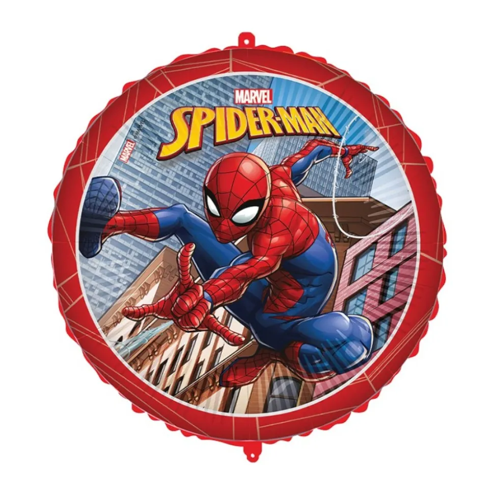 BALLON ALUMINIUM ROND SPIDERMAN CRIME 45CM ROUGE