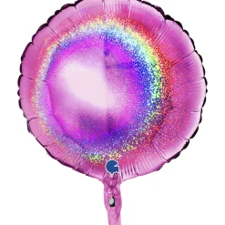 BALLON ALU ROND FUCHSIA HOLOGRAPHIQUE GLITTER 46CM