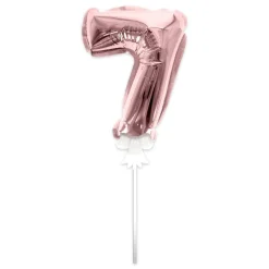BALLON CHIFFRE 7 TIGE PAPIER GÂTEAU 15CM ROSE GOLD