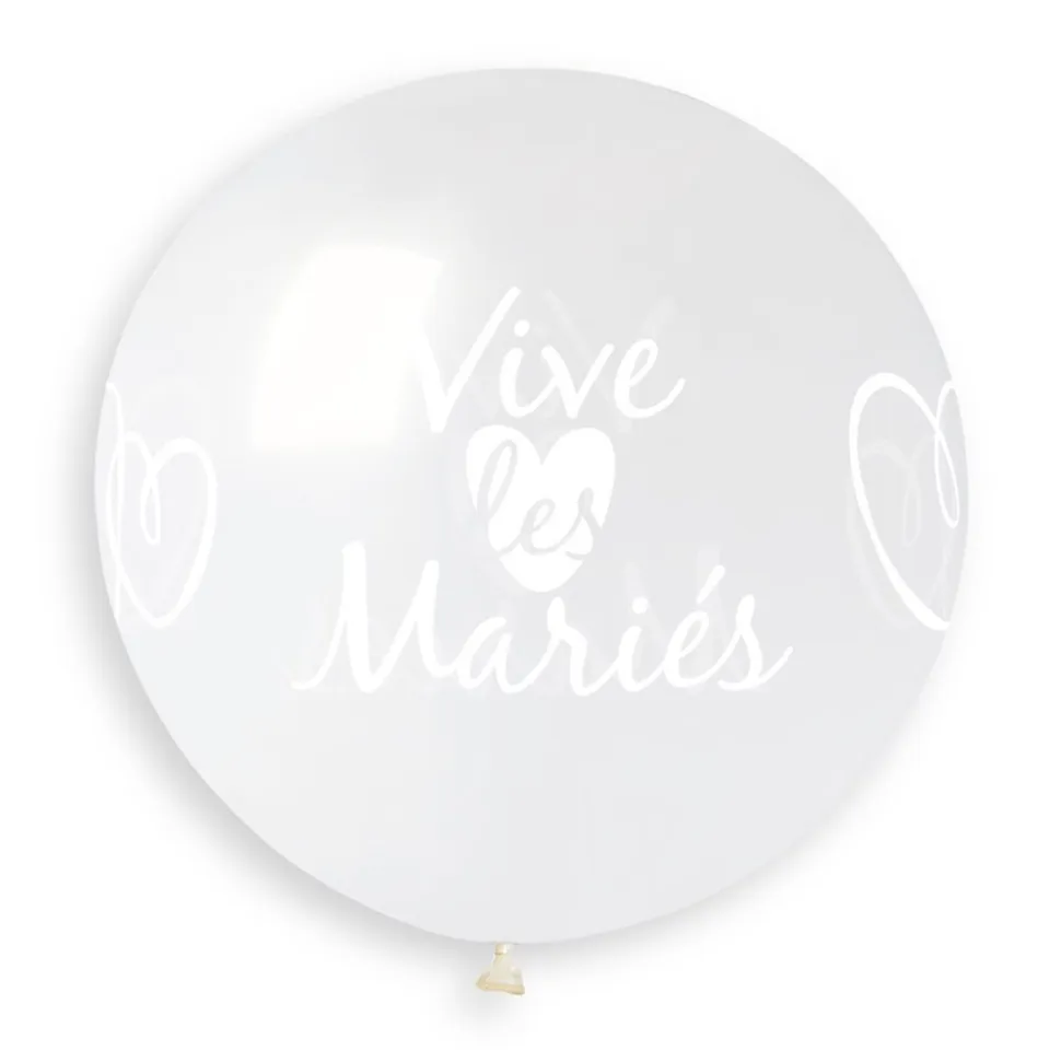 BALLON GÉANT BIO VIVE LES MARIÉS 80CM TRANSPARENT
