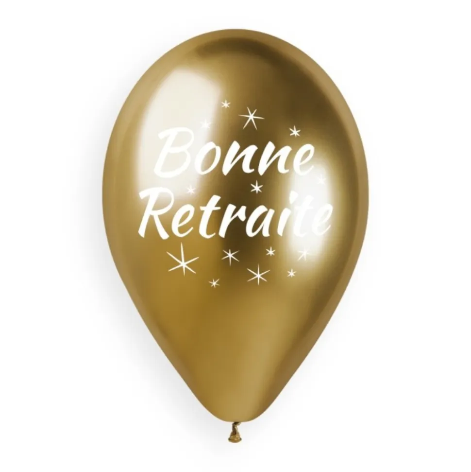 5 BALLONS BIO SHINY BRILLANT RETRAITE 33CM OR