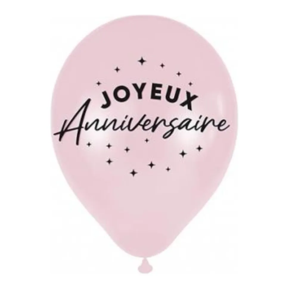 6 BALLONS LATEX ANNIVERSAIRE 30CM ROSE
