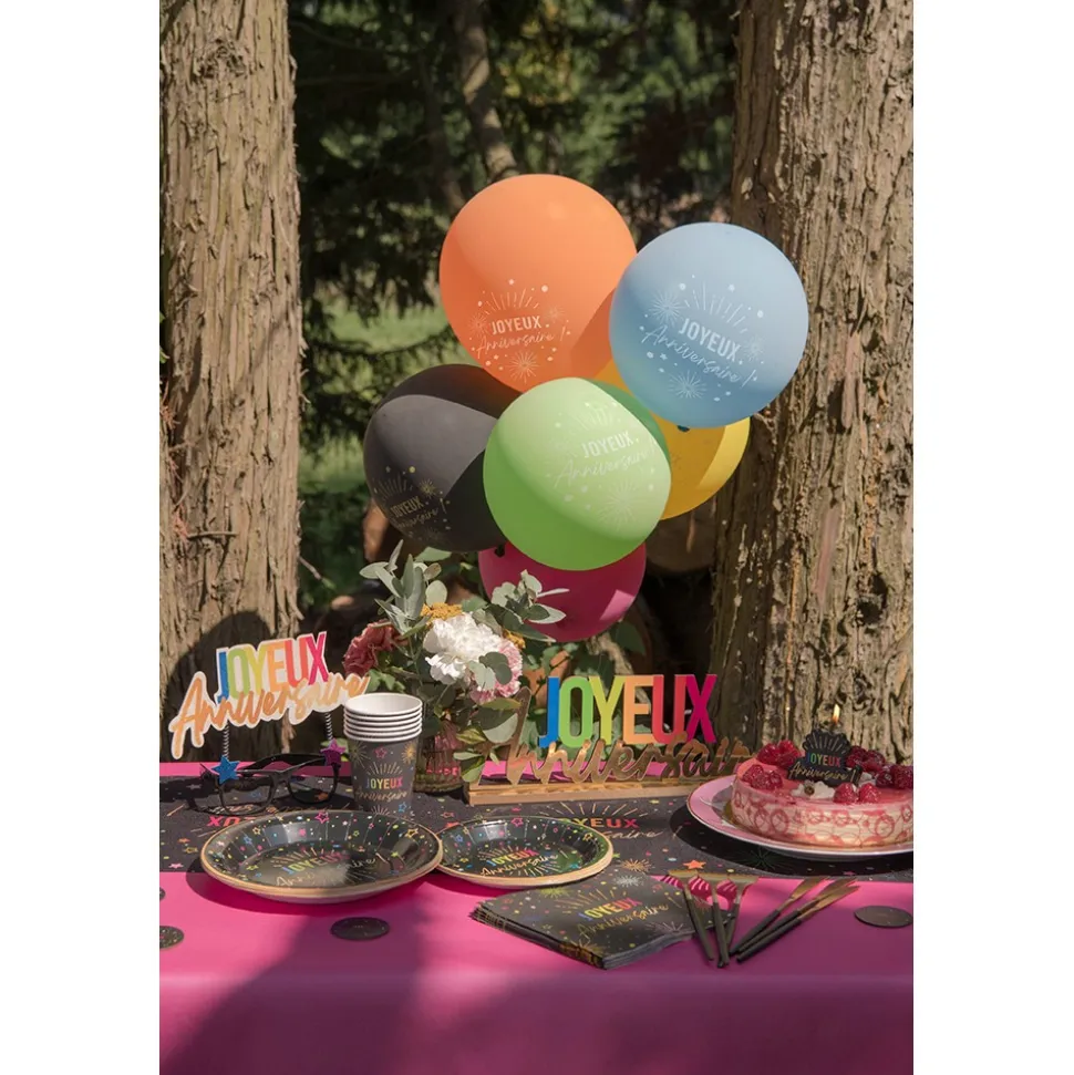 6 BALLONS LATEX ANNIVERSAIRE MULTI FESTIF 30CM
