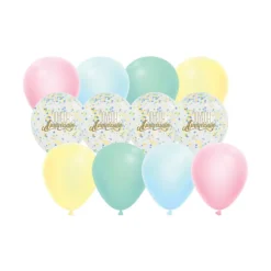 12 BALLONS LATEX BIO CONFETTIS ANNIVERSAIRE PASTEL