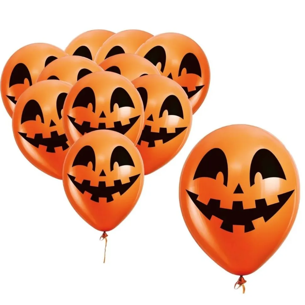 10 BALLONS LATEX CITROUILLE MOQUEUSE 30CM ORANGE