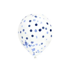 6 BALLONS LATEX À CONFETTIS 30CM BLEU