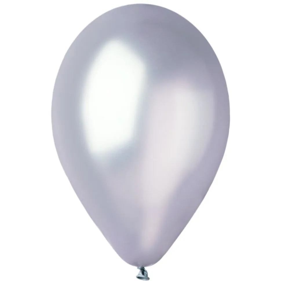 10 BALLONS LATEX METALLISÉS ARGENT BIO 30CM