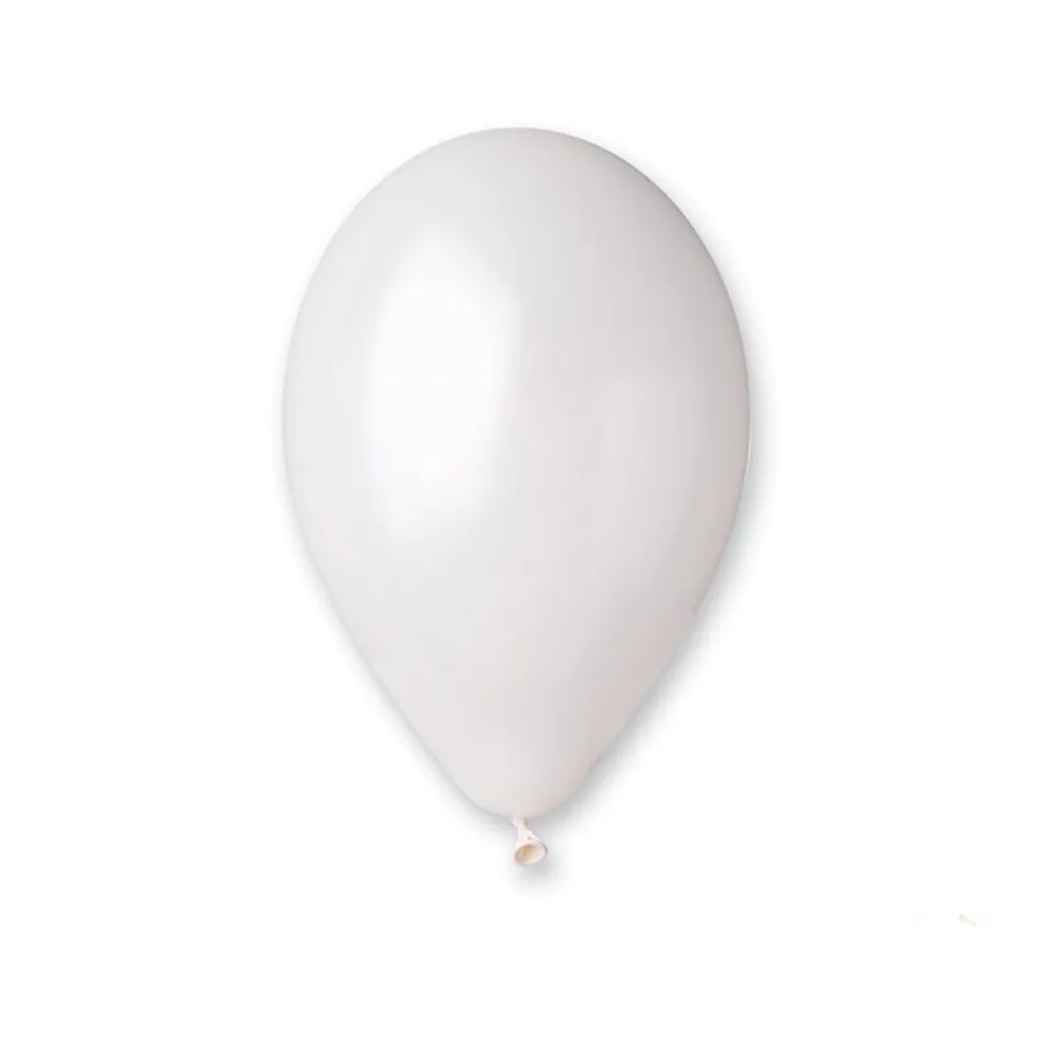 50 BALLONS LATEX MÉTALLISÉS BLANC BIO 30CM