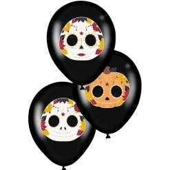 6 BALLONS LATEX NOIRS JOUR DES MORTS 27 CM