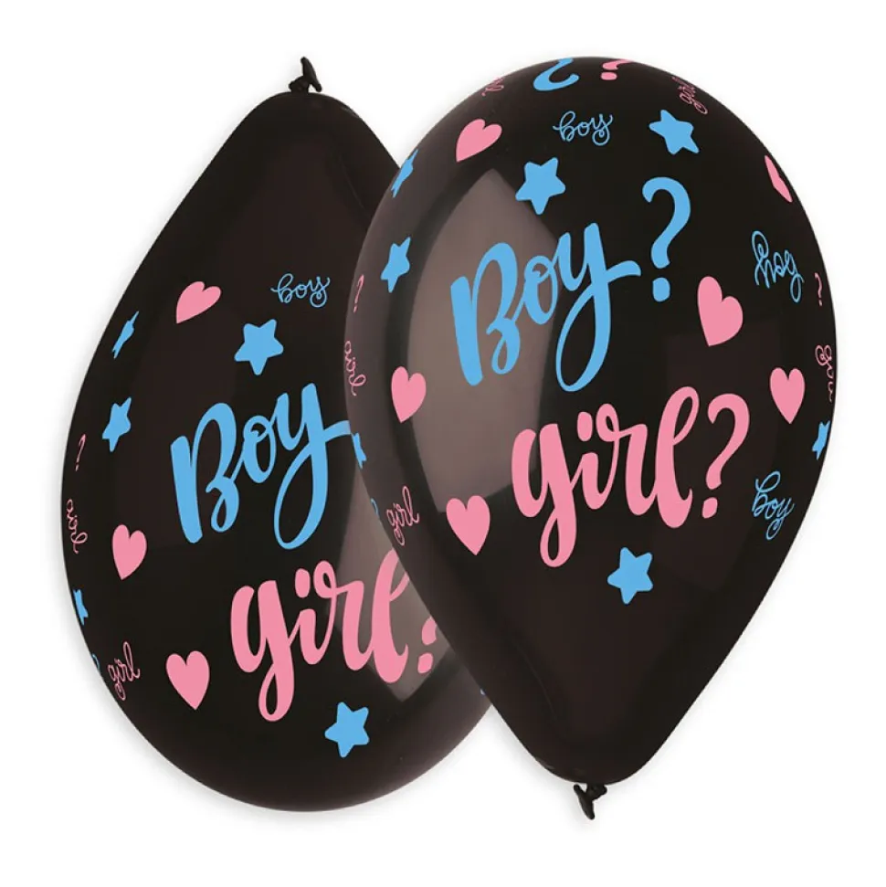 5 BALLONS LATEX SURPRISE BABYSHOWER CONFETTIS