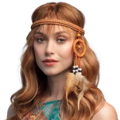 BANDEAU ATTRAPE-RÊVES PLUME PERLE HIPPIE FEMME