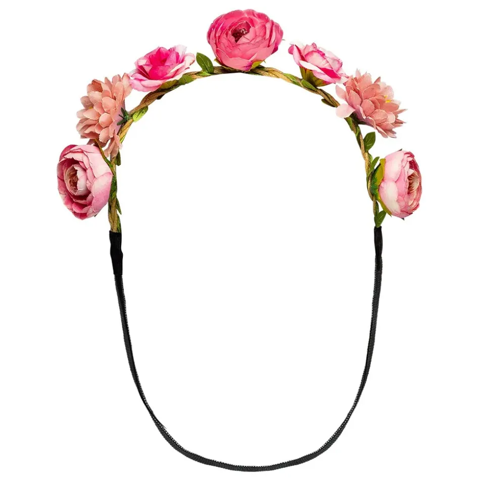 BANDEAU FLEUR ARTIFICIEL ROSIER LOTUS ROSE ADULTE