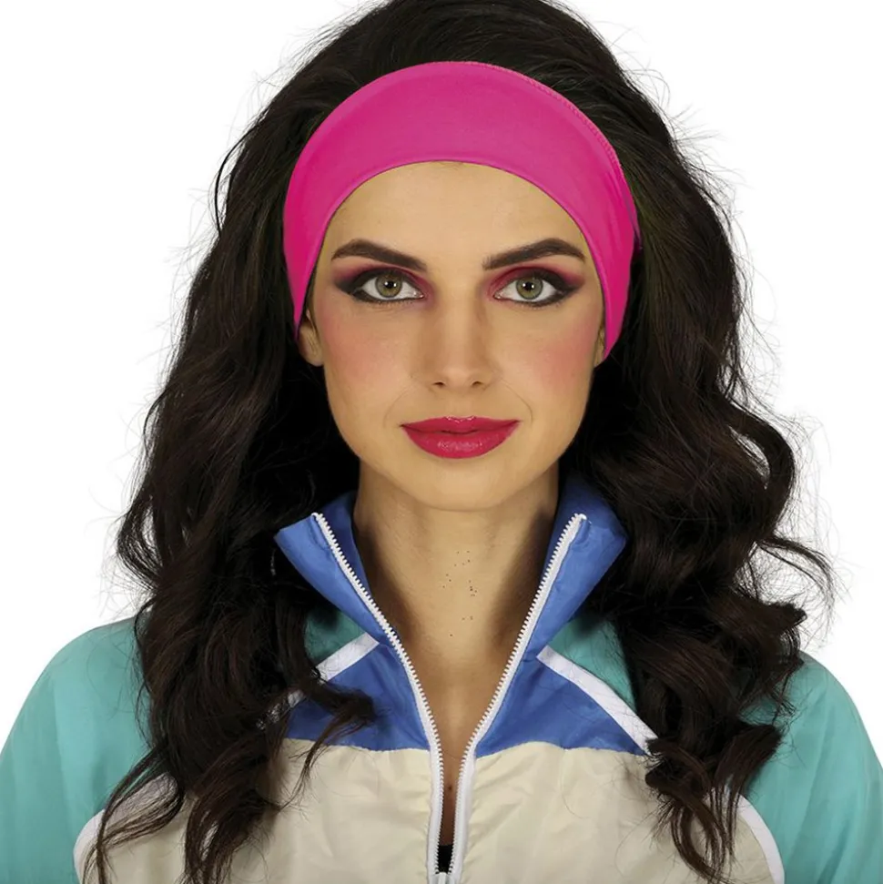 BANDEAU STRETCH SPORT ANNÉES 80 ADULTE FLUO FUCHSIA