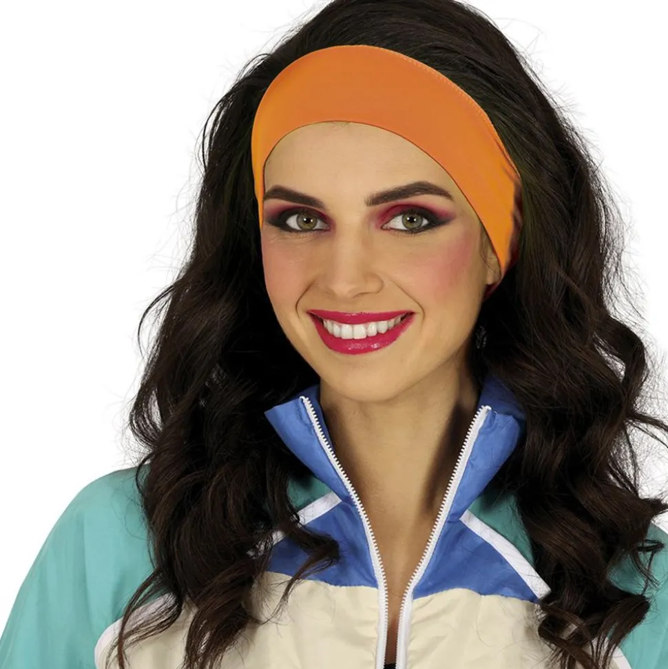 BANDEAU STRETCH SPORT ANNÉES 80 ADULTE FLUO ORANGE