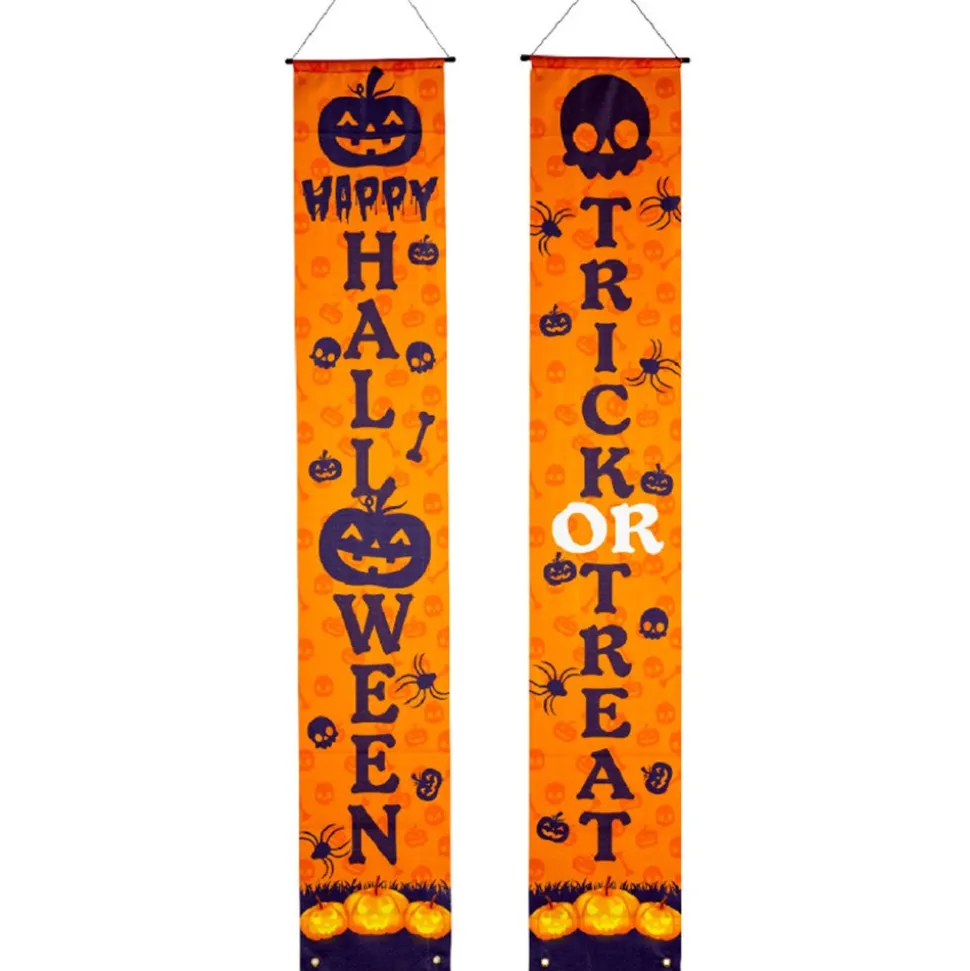 2 BANNIÈRES TISSU TRICK OR TREAT 180X30CM ORANGE