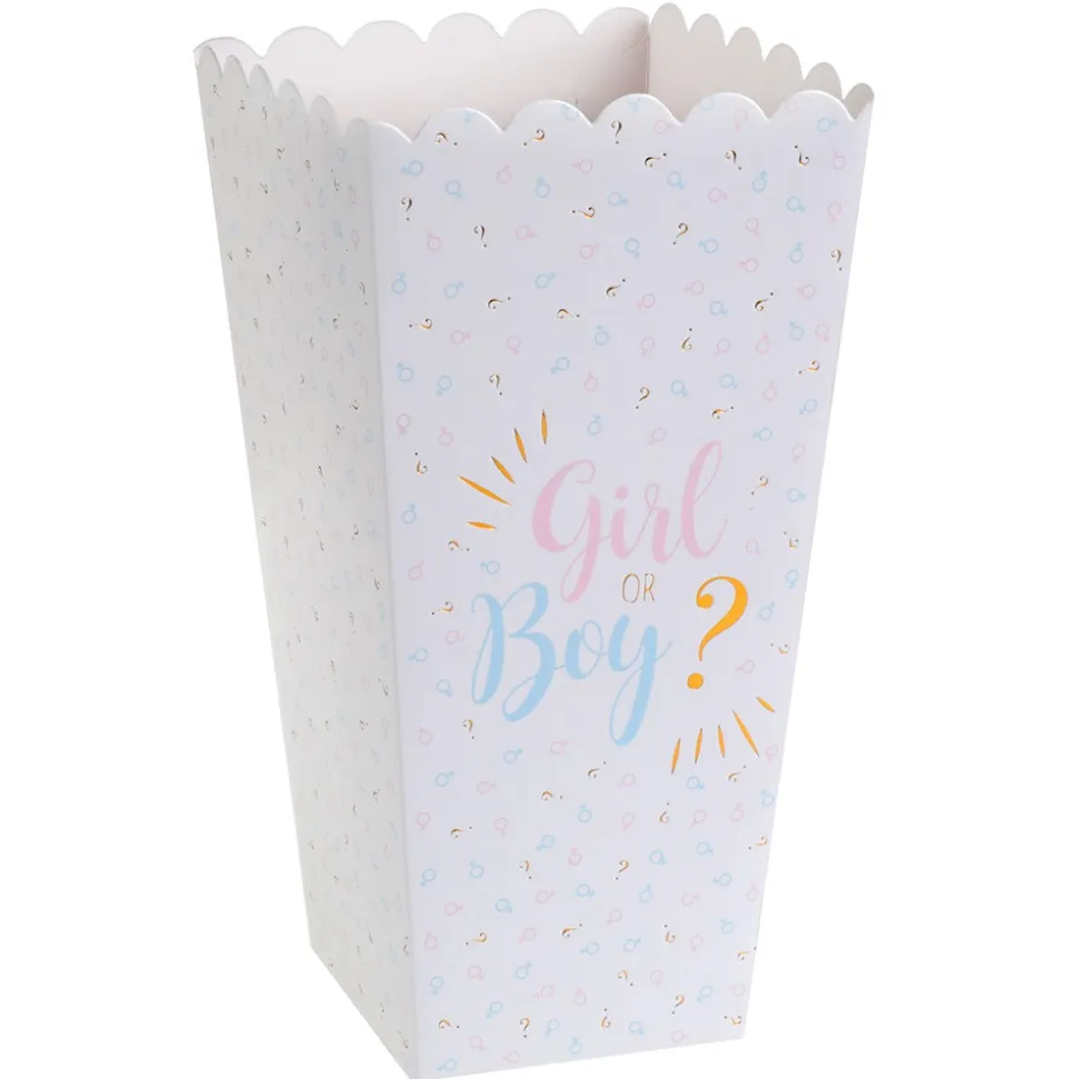 8 BOITES À POP-CORN CARTON BABY GENDER 6X8X17CM