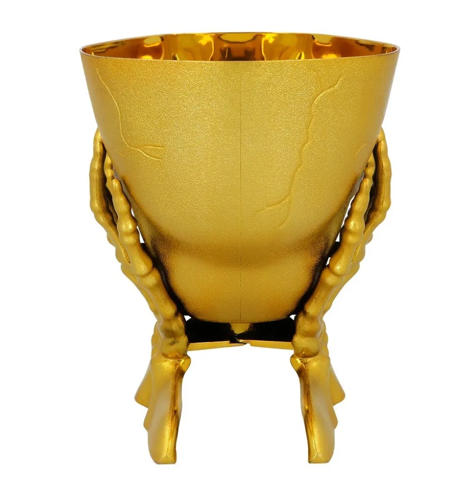BOL CRÂNE DÉCO PP MAINS SQUELETTE 16X15X17CM OR