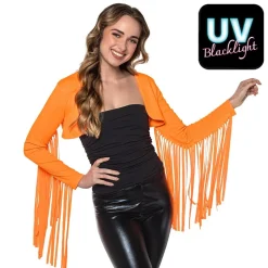 BOLÉRO FESTIVAL FRANGES ORANGE FLUO UV FEMME