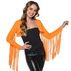 BOLÉRO FESTIVAL FRANGES ORANGE FLUO UV FEMME