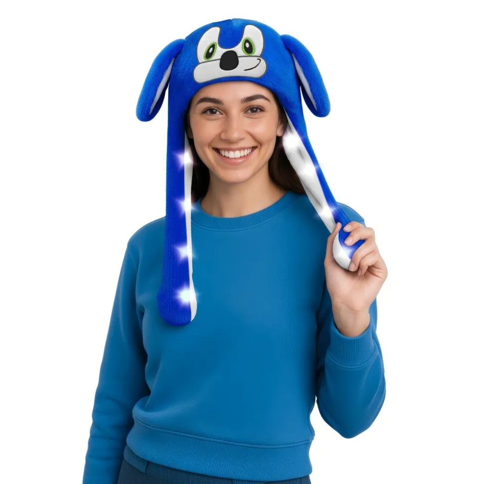 BONNET LUMINEUX CHIEN BLEU OREILLES MOBILES ADULTE