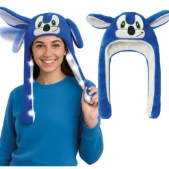 BONNET LUMINEUX CHIEN BLEU OREILLES MOBILES ADULTE