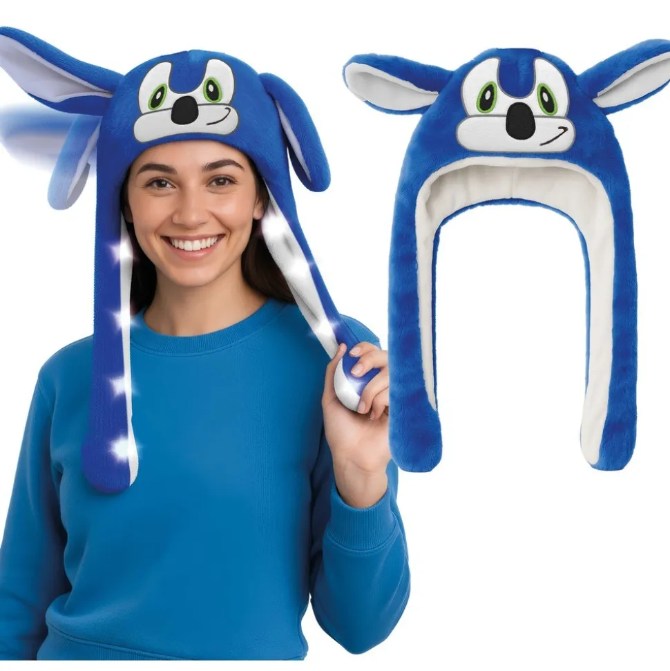BONNET LUMINEUX CHIEN BLEU OREILLES MOBILES ADULTE