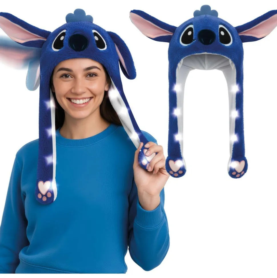 BONNET LUMINEUX KOALA BLEU OREILLES MOBILES ADULTE
