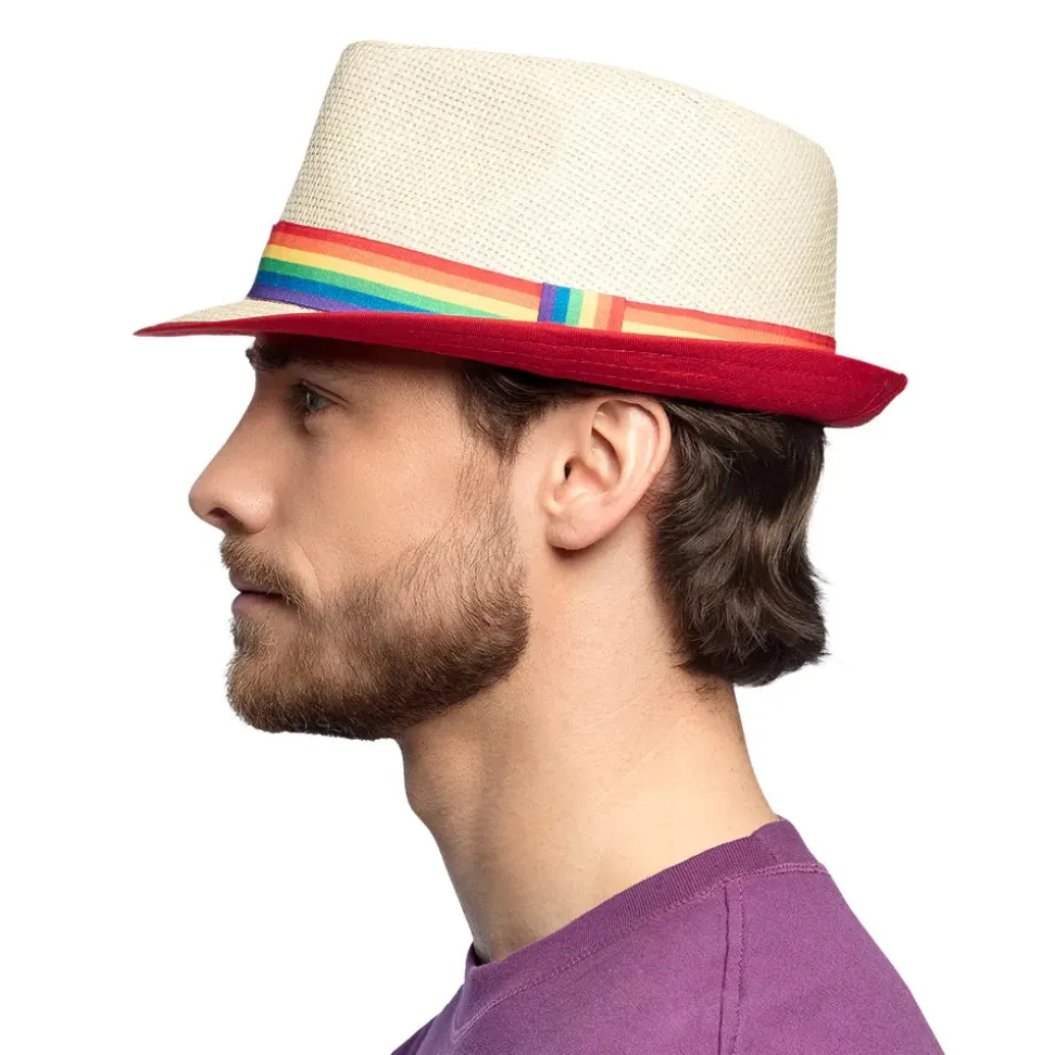 BORSALINO PAILLE RUBAN ARC-EN-CIEL LGBT ADULTE