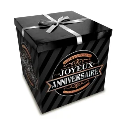 BOÎTE CADEAU JOYEUX ANNIVERSAIRE 30X30CM NOIR