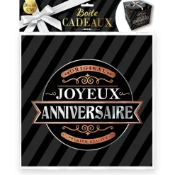 BOÎTE CADEAU JOYEUX ANNIVERSAIRE 30X30CM NOIR