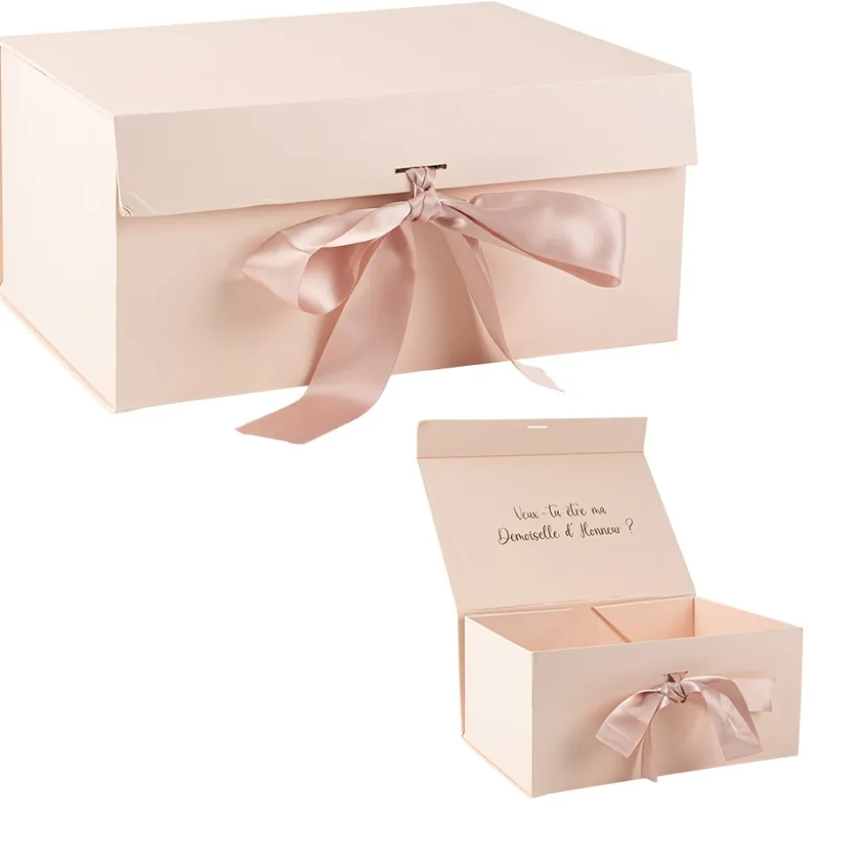 BOÎTE CARTON DEMOISELLE HONNEUR 33X23X15CM ROSE