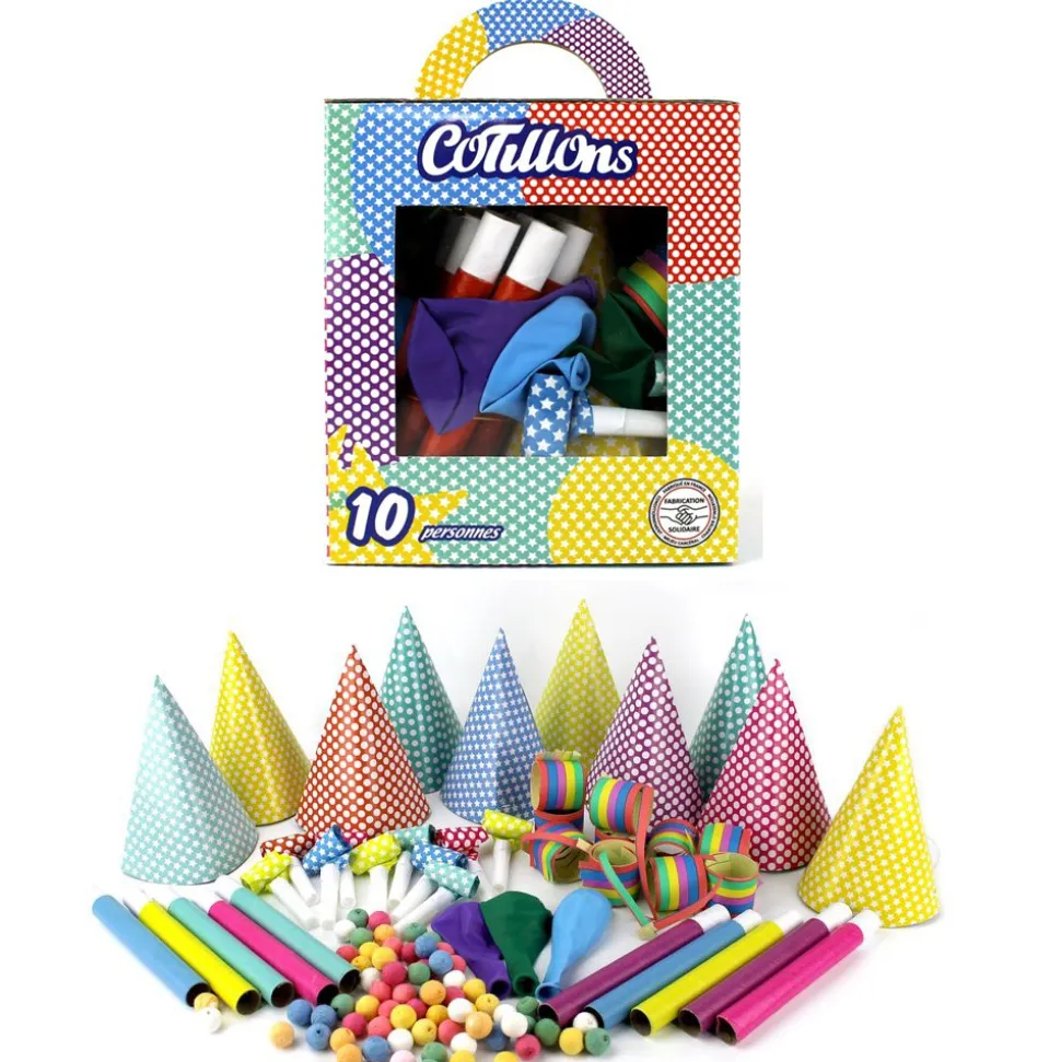 BOÎTE FENÊTRE COTILLONS COLORÉ 10 PERSONNES