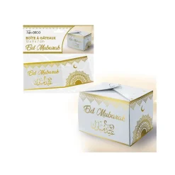 BOÎTE PÂTISSIÈRE CARTON EID 12X9X7CM BLANC OR