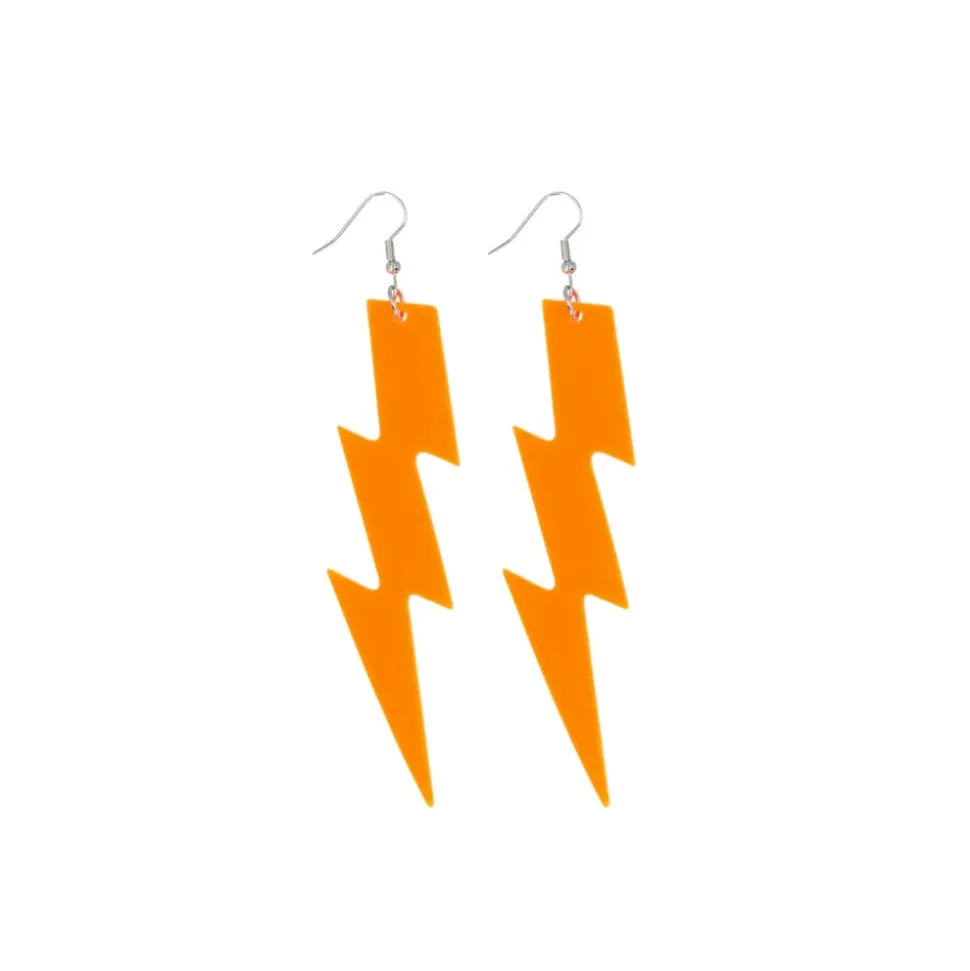 BOUCLES D'OREILLES ÉCLAIR FLUO ORANGE ADULTE