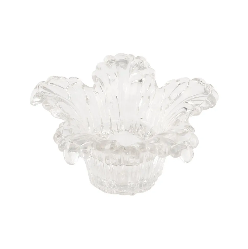 BOUGEOIR VERRE NYMPHEA 12.5X6CM TRANSPARENT