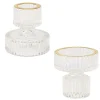BOUGEOIR VERRE RAINURÉ MAURO LISERÉ OR 6CM