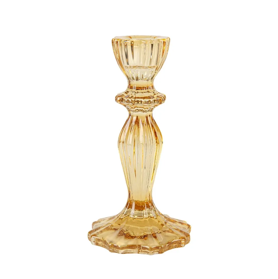 BOUGEOIR VERRE SALVIA 15.5CM OCRE