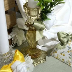 BOUGEOIR VERRE SALVIA 15.5CM OCRE